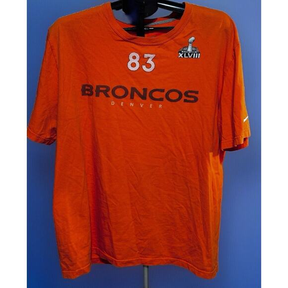 Nike Denver Broncos T Shirt Orange NFL Super Bowl XLVIII Tee Wes Welker #83 XXL - Picture 1 of 3